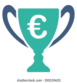 Euro Cup vector icon. Style is bicolor flat symbol, cobalt and cyan colors, rounded angles, white background.