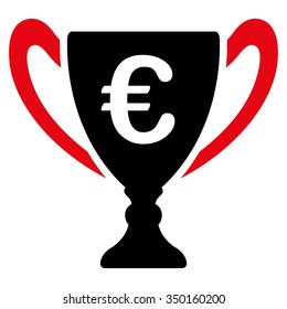 Euro Cup vector icon. Style is bicolor flat symbol, intensive red and black colors, rounded angles, white background.