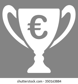 Euro Cup vector icon. Style is flat symbol, white color, rounded angles, gray background.