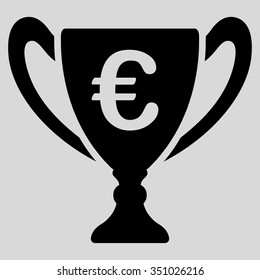 Euro Cup vector icon. Style is flat symbol, black color, rounded angles, light gray background.