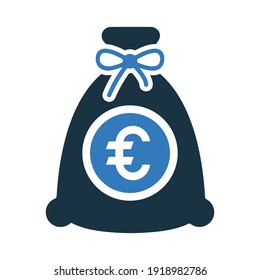 Euro currency, bag investment icon. Editable vector isolated on a white background.