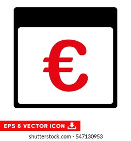 Euro Currency Calendar Page icon. Vector EPS illustration style is flat iconic bicolor symbol, intensive red and black colors.