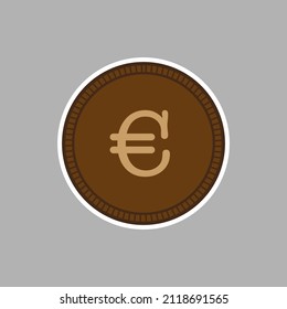 euro currency coin icon with brown color