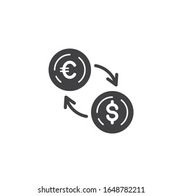 Euro Currency Exchange Dollar vector icon. filled flat sign for mobile concept and web design. Foreign money exchange glyph icon. Symbol, logo illustration. Vector graphics