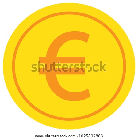 Euro currency icon or logo vector over a coin. Symbol for European Union bank, banking or Europe Eurozone finances.