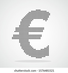 Euro currency icon in Pixel art design. Vector illustration. Black Euro currency symbol in flat style