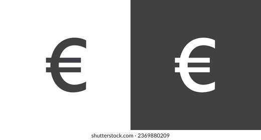 Euro currency Icon. Professional currency exchage icon, Simple design of the most popular currency symbol, Money and currency exchange in flat icons set isolated on BnW background, vector design.