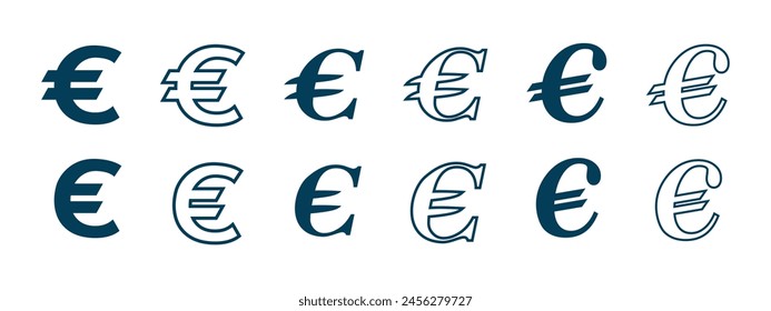 Euro currency icon set, design can be used for business needs and can be edited as desired. vector eps 10.