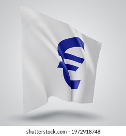 euro currency on vector 3d flag isolated on white background