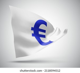 euro currency on vector 3d flag isolated on white background