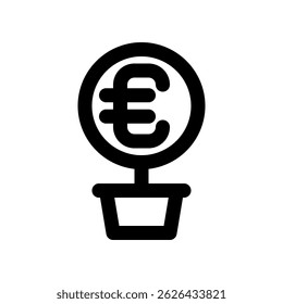 Euro Currency Plant Icon Symbolizing Financial Growth and Prosperity