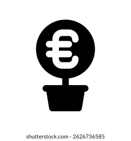 Euro Currency Plant Icon Symbolizing Financial Growth and Prosperity (Ícone da fábrica monetária do euro simbolizando o crescimento financeiro e a prosperidade)