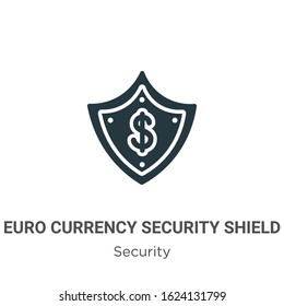 Euro currency security shield glyph icon vector on white background. Flat vector euro currency security shield icon symbol sign from modern security collection for mobile concept and web apps design.