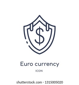 euro currency security shield icon from security outline collection. Thin line euro currency security shield icon isolated on white background.