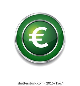 Euro Currency Sign Circular Vector Green Web Icon Button