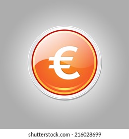 Euro Currency Sign Circular Vector Orange Web Icon Button
