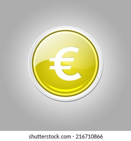 Euro Currency Sign Circular Vector Yellow Web Icon Button