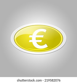 Euro Currency Sign Circular Vector Yellow Web Icon Button