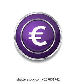 Euro Currency Sign Circular Vector Purple Web Icon Button