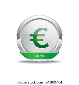 Euro Currency Sign Circular Vector GreenWeb Icon Button