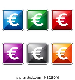 Euro Currency Sign Colorful Vector Icon Button