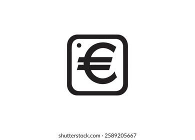 Euro currency sign icon vector silhouette isolated in white background