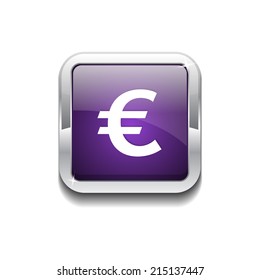 Euro Currency Sign Square Vector Purple Web Icon Button