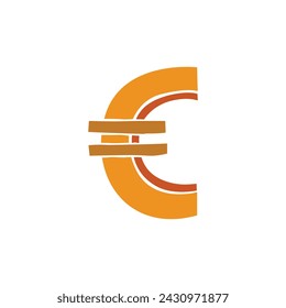 Euro currency symbol cartoon icon. Euro symbol sign. Euro currency icon. Vector illustration.