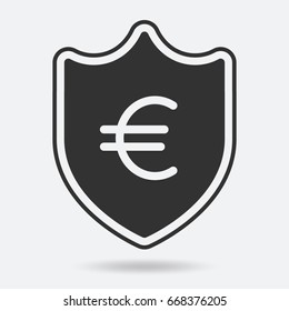 Euro currency symbol in shield