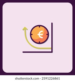 Euro Currency Value Growth Chart Icon