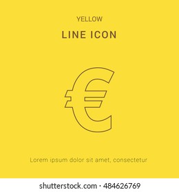 Euro Cute yellow thin line icon / logo Design