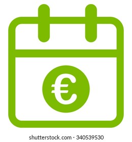 Euro Date vector icon. Style is flat symbol, eco green color, rounded angles, white background.