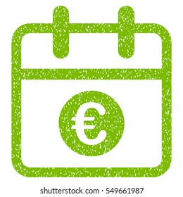 Euro Day grainy textured icon for overlay watermark stamps. Flat symbol with unclean texture. Dotted vector eco green ink rubber seal stamp with grunge design on a white background.