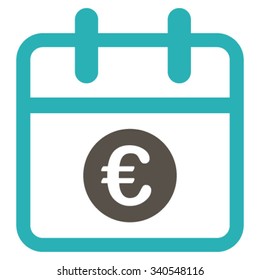 Euro Day vector icon. Style is bicolor flat symbol, grey and cyan colors, rounded angles, white background.