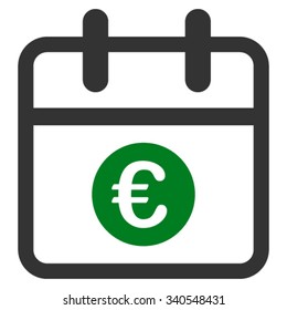 Euro Day vector icon. Style is bicolor flat symbol, green and gray colors, rounded angles, white background.