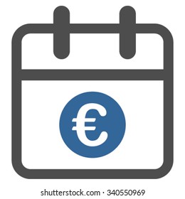 Euro Day vector icon. Style is bicolor flat symbol, cobalt and gray colors, rounded angles, white background.