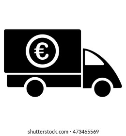 Euro Delivery icon. Vector style is flat iconic symbol with rounded angles, black color, white background.