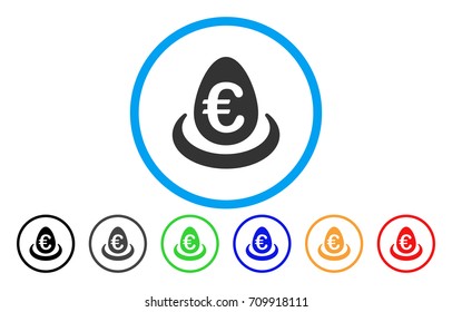 Euro Deposit Egg rounded icon. Vector illustration style is a grey flat iconic euro deposit egg symbol inside a circle. Additional color variants are black, gray, green, blue, red, orange.