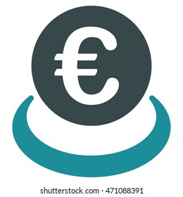 Euro Deposit icon. Vector style is bicolor flat iconic symbol with rounded angles, soft blue colors, white background.