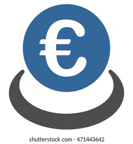 Euro Deposit icon. Vector style is bicolor flat iconic symbol with rounded angles, cobalt and gray colors, white background.