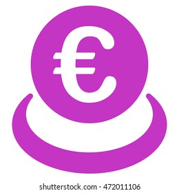 Euro Deposit icon. Vector style is flat iconic symbol with rounded angles, violet color, white background.