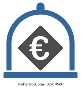 Euro Deposit vector icon. Style is bicolor flat symbol, cobalt and gray colors, rounded angles, white background.