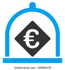 Euro Deposit vector icon. Style is bicolor flat symbol, blue and gray colors, rounded angles, white background.