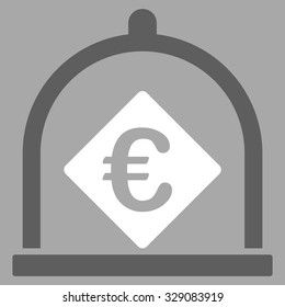 Euro Deposit vector icon. Style is bicolor flat symbol, dark gray and white colors, rounded angles, silver background.