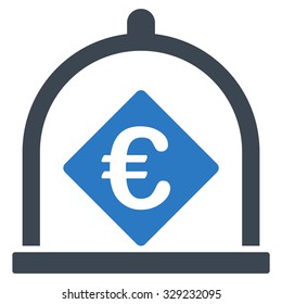 Euro Deposit vector icon. Style is bicolor flat symbol, smooth blue colors, rounded angles, white background.
