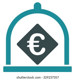 Euro Deposit vector icon. Style is bicolor flat symbol, soft blue colors, rounded angles, white background.