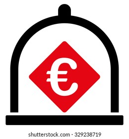 Euro Deposit vector icon. Style is bicolor flat symbol, intensive red and black colors, rounded angles, white background.