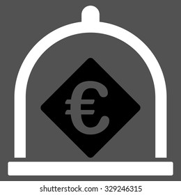 Euro Deposit vector icon. Style is bicolor flat symbol, black and white colors, rounded angles, gray background.
