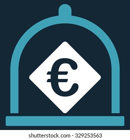 Euro Deposit vector icon. Style is bicolor flat symbol, blue and white colors, rounded angles, dark blue background.