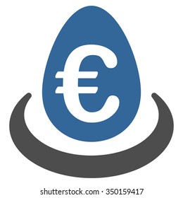Euro Deposit vector icon. Style is bicolor flat symbol, cobalt and gray colors, rounded angles, white background.